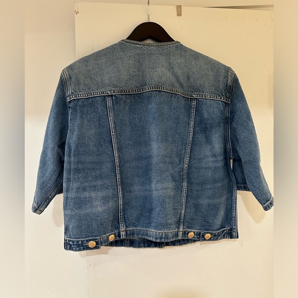 MO&Co. Women's Collarless Denim Jacket - Picture 6 of 7